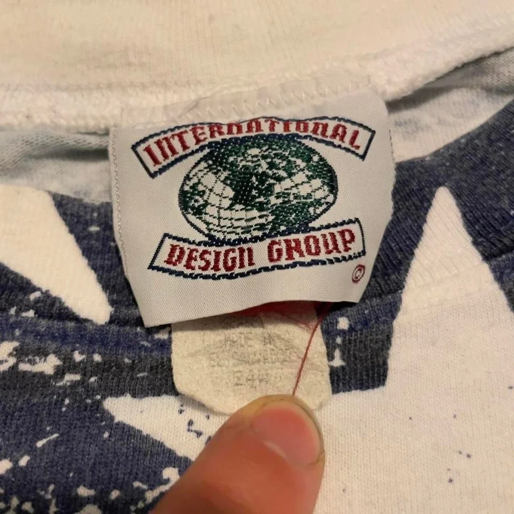 VTG 90s International Design Group striped flag graphic AOP patriotic tshirt XXL
